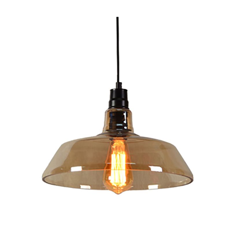 Glass Barn Shade Suspension Light Industrial Style 1-Bulb Restaurant Pendant