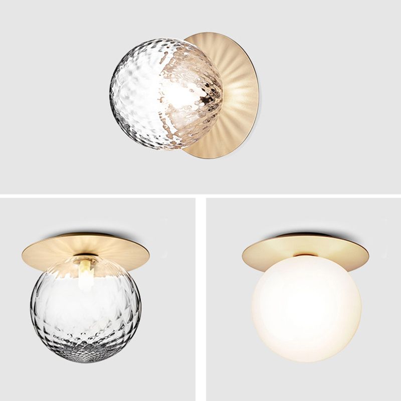 Modern Wall Sconce Metal Ball Shape Vanity Lamp with Glass Shade for Bathroom