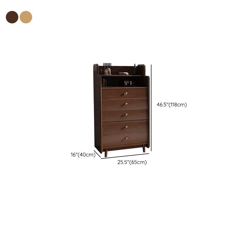 Glam Vertical Solid Wood Storage Chest Bedroom Chest with Drawers