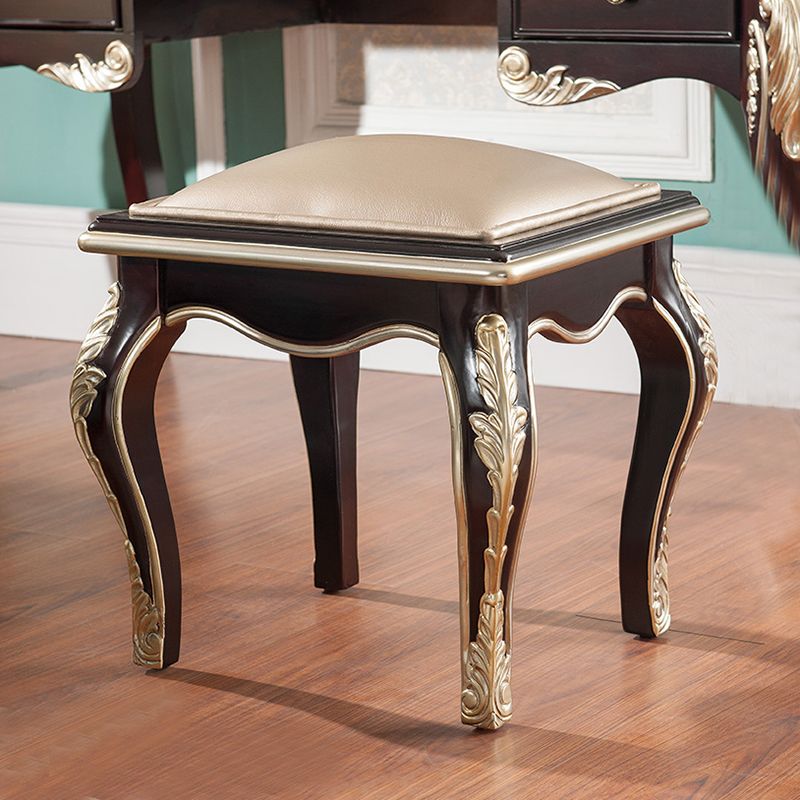 Brown Makeup Counter with Mirror 19.68" Wide Wood Vanity Tables with 5 Drawers