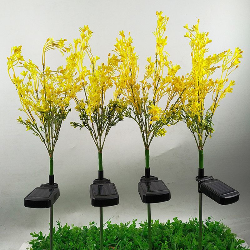 Rape Flower Plastic Solar Ground Lighting Artistic Yellow LED Landscape Light for Backyard