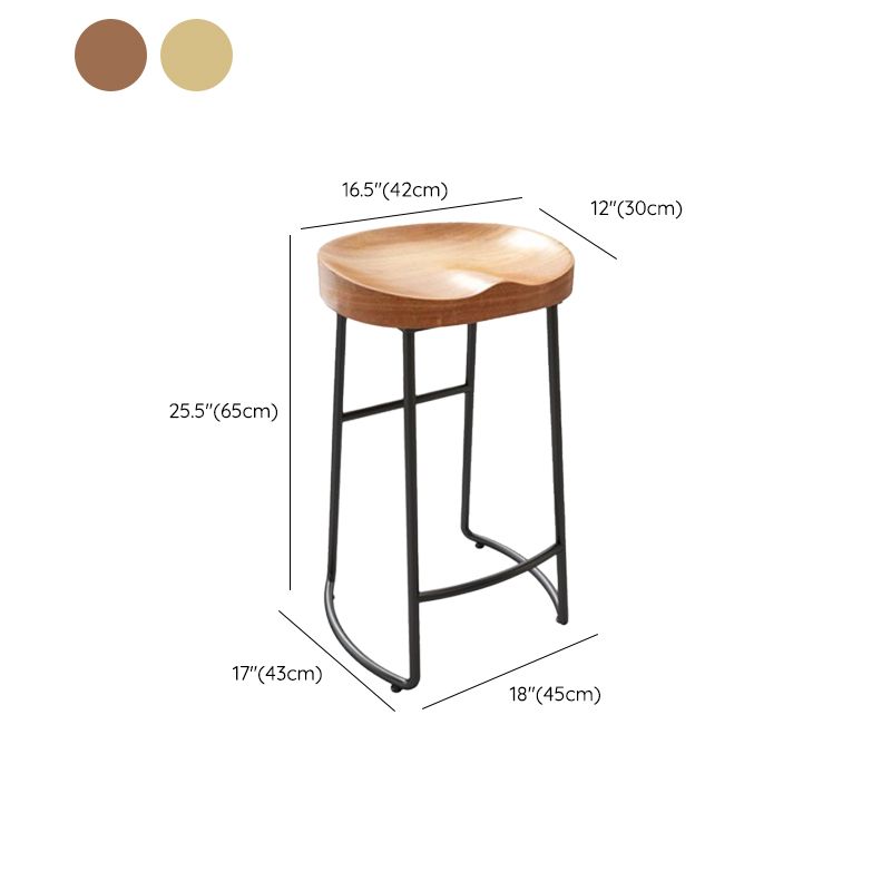 Modern Armless Backless Counter Stool Iron Dining Room Bar Stool with Pedal