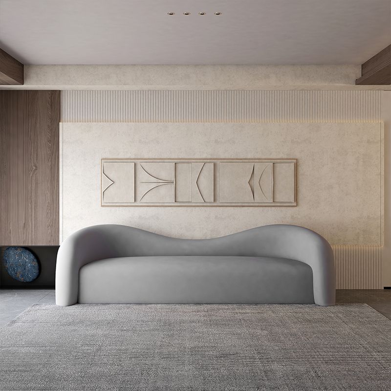 30.7" H Contemporary Velvet/ Wool Curved Sofa for Living Room