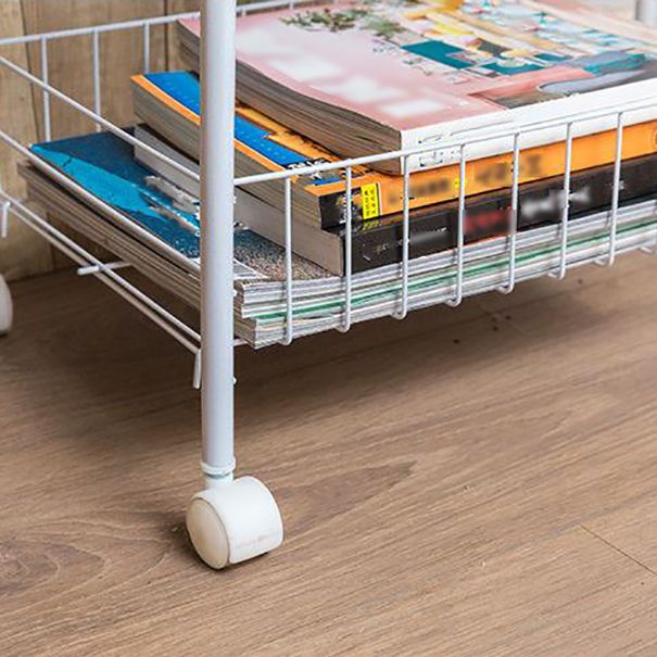 Industrial Iron Etagere Bookshelf Open Vertical Bookshelf with Caster Wheels