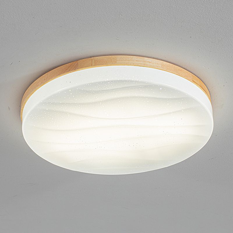 Luz de techo de montaje de montura de madera redonda moderno de 1 luz de montaje de montura de montura en marrón