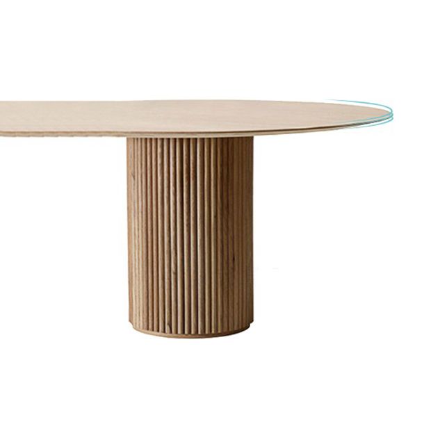 Rectangle Brown Modern Dining Table Solid Wood Table with Double Pedestal Base
