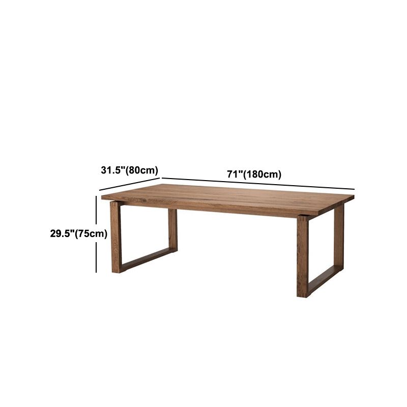 Natural Rectangle Dining Site Table Modern Solid Wood Sled Base Dining Table
