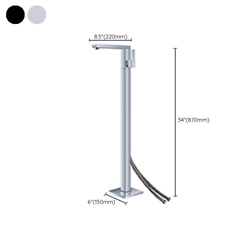 Modern Floor Mounted Metal Freestanding Tub Filler Freestanding High Arc Tub Faucet Set