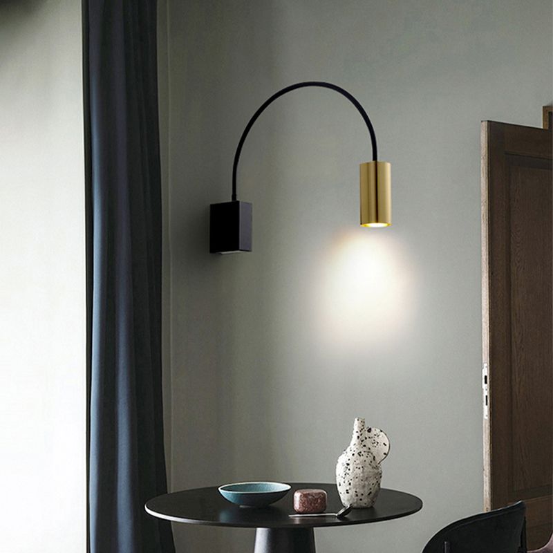 Postmodern 1 Bulb Wall Lamp Flexible Arm Curved Reading Light with Metal Shade