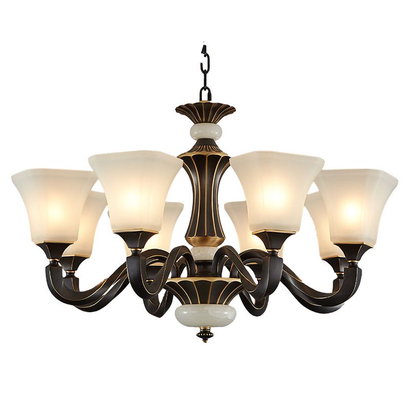 Bell Glass Chandelier Hanging Light Fixture Antique Living Room Chandelier Light Fixtures