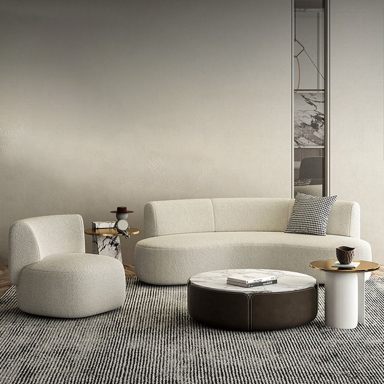 Contemporary 27.5" H Wool Sofa with Armless and Tight Back Curved For Living Room