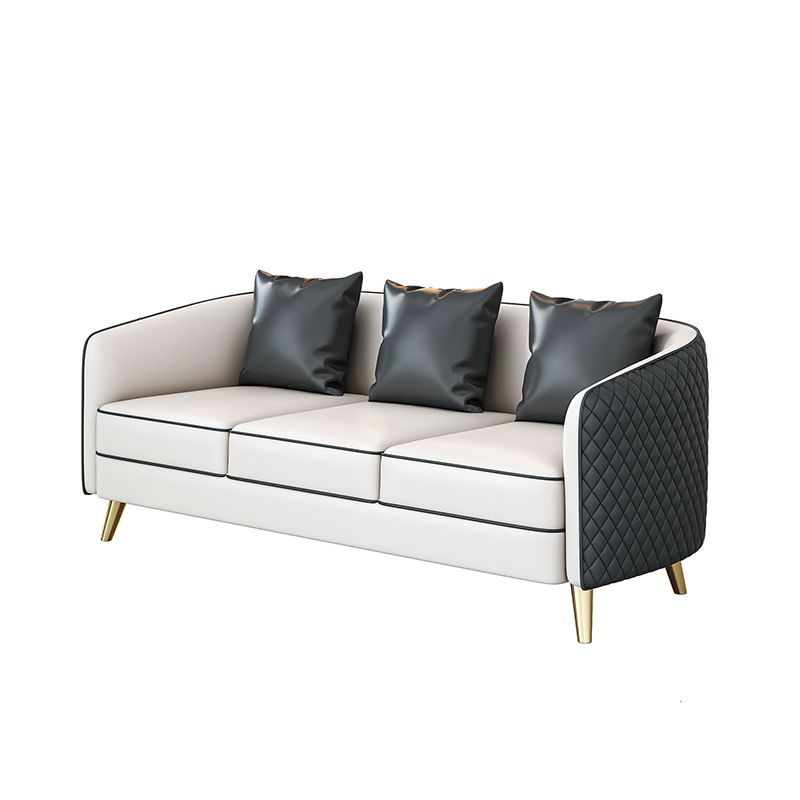 Faux Leather Contemporary Standard Sofa Sloped Arm Sofa for Living Room