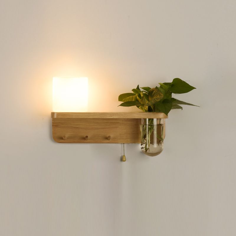 Nordische Wandmontage Lampe moderne Holzwandleuchten für Wohnzimmer (ohne Pflanzen)