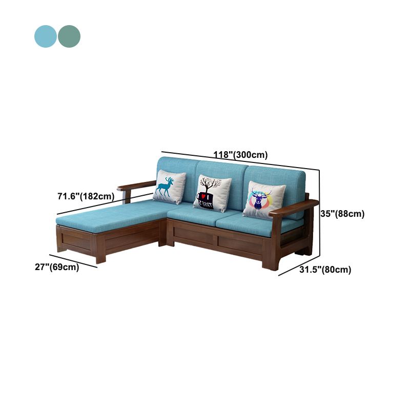 Nordic Fabric Living Room Sofa Chaise Square Arm Cushions Sofa Bed