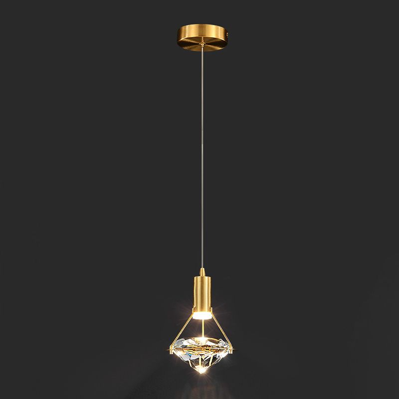 Gold Contemporary Hanging Light Kit Crystal Ceiling Light for Dining Room
