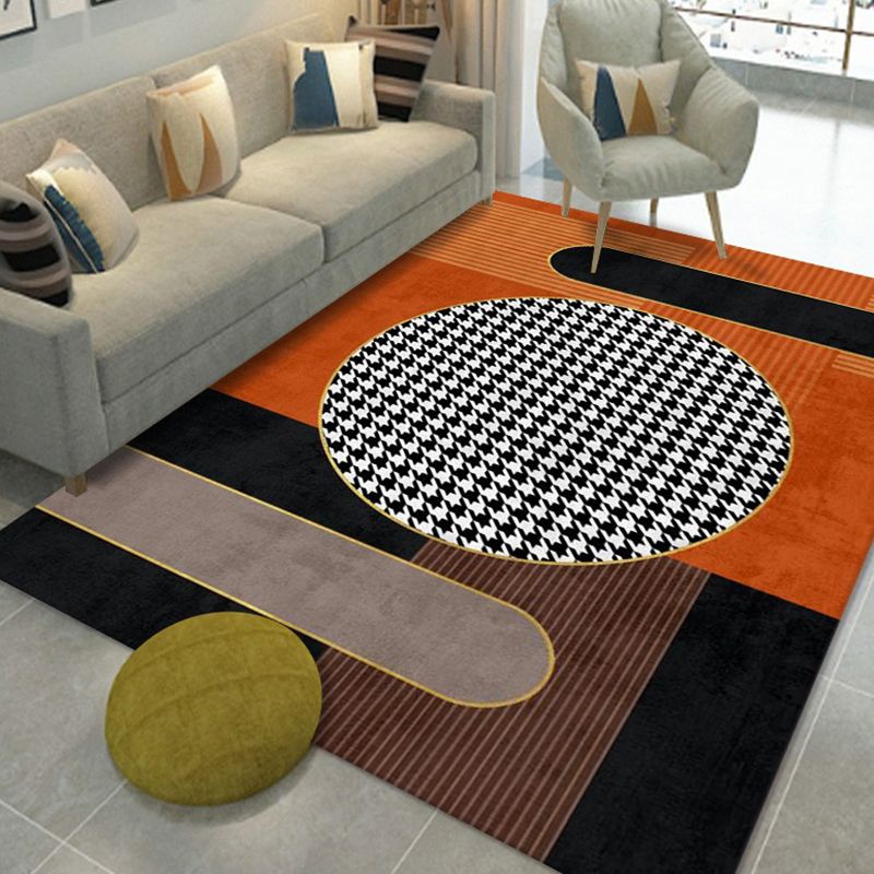 Magnificent Modern Rug Orange Color Piece Rug Stain Resistant Rug for Living Room