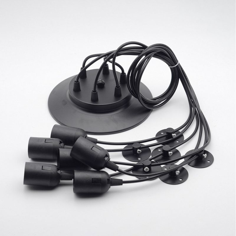 Zwart industrieel hanglamp, industriële metalen hanglamp met een lang touw