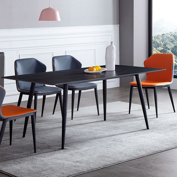 Mesa de comedor de estilo industrial rectangular de 4 patas, mesa fija de piedra sinterizada para cocina