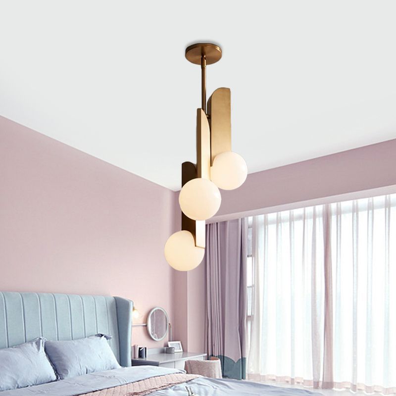 3 lampadine su lampadario globale illuminazione coloniale oro coloniale lampada a sospensione in vetro glassata per camera da letto