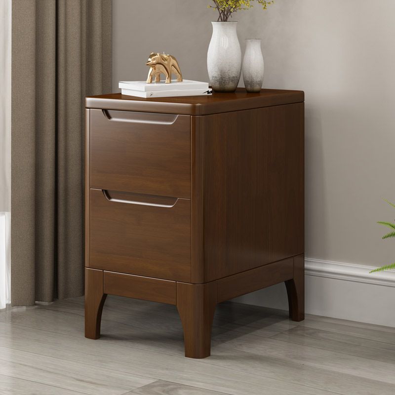 Modern Accent Table Nightstand Solid Wood Nightstand with Drawers