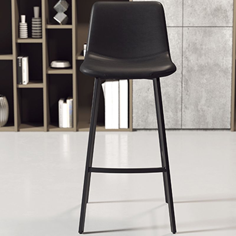 Armless Faux Leather Counter Stool Industrial Footrest Bar Stool