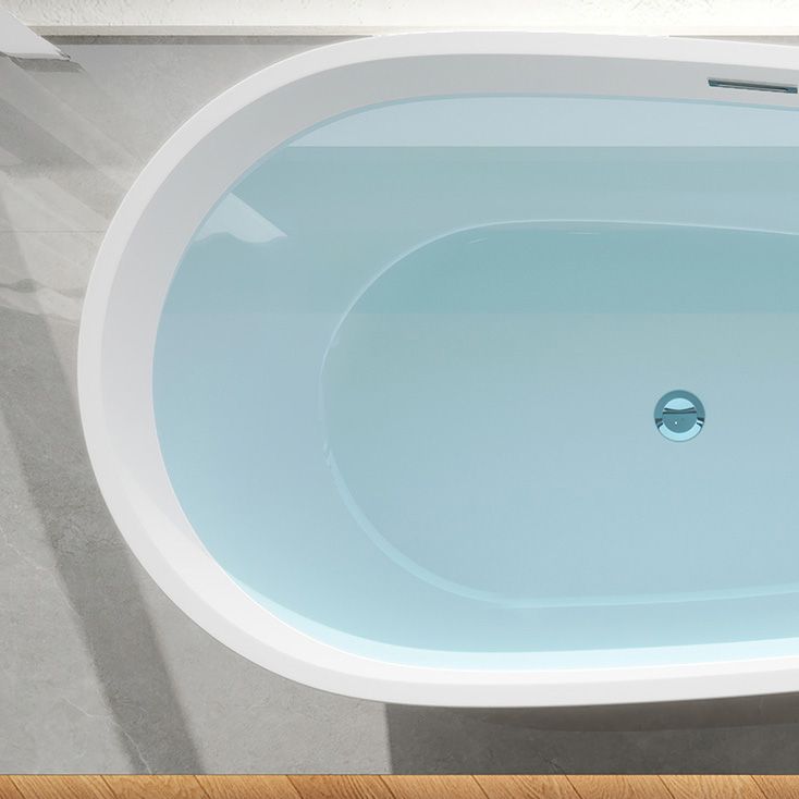 Acrylic Freestanding Bath Oval White Modern Back to Wall Bathtub
