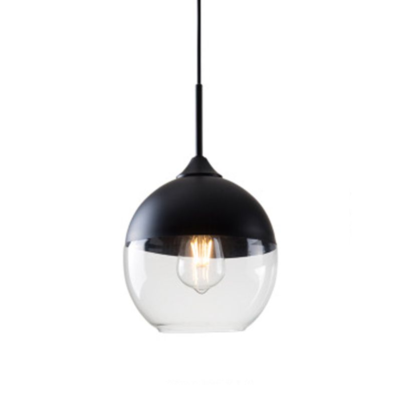 Lumière suspendue géométrique à 1 lumière dans le pendentif en fer forgé industriel de style vintage avec une teinte en verre