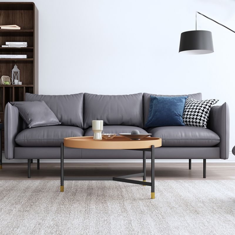 Modern Style Square Armrest Latex Cushions Fill The Grey/brown Sofa