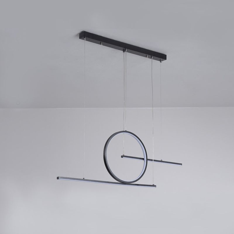 3 Light Linear Island Lights Contemporary Metal Island Light Fixture for Kitchen