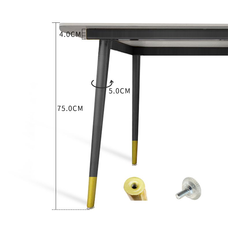 Metal and Slate Table Glam Style Home Rectangular Dining Table