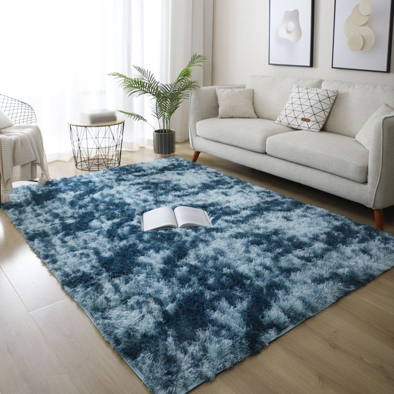 Modern Area Rug Leisure Solid Color Carpet Polyester Shag Rug with Non-Slip Backing