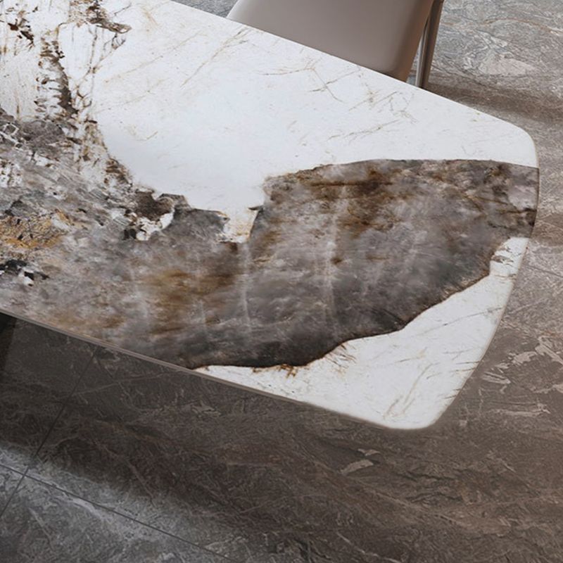 Rectangle Stone Dining Table Contemporary Dining Table with Pedestal Base