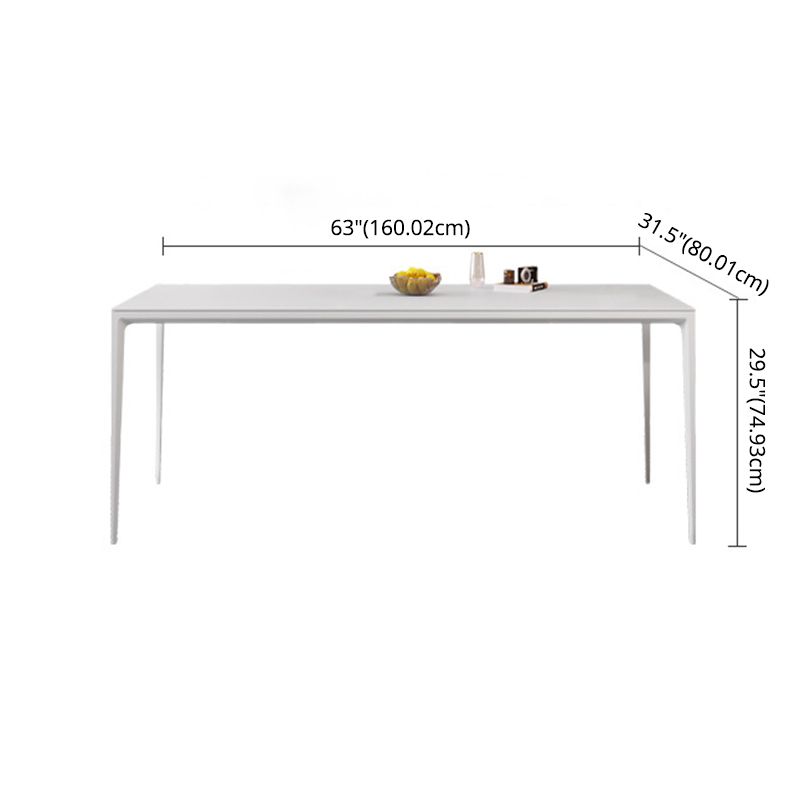 Modern Sintered Stone Standard Dining Set with Rectangle Table White Dining Set with 4 Legs Base