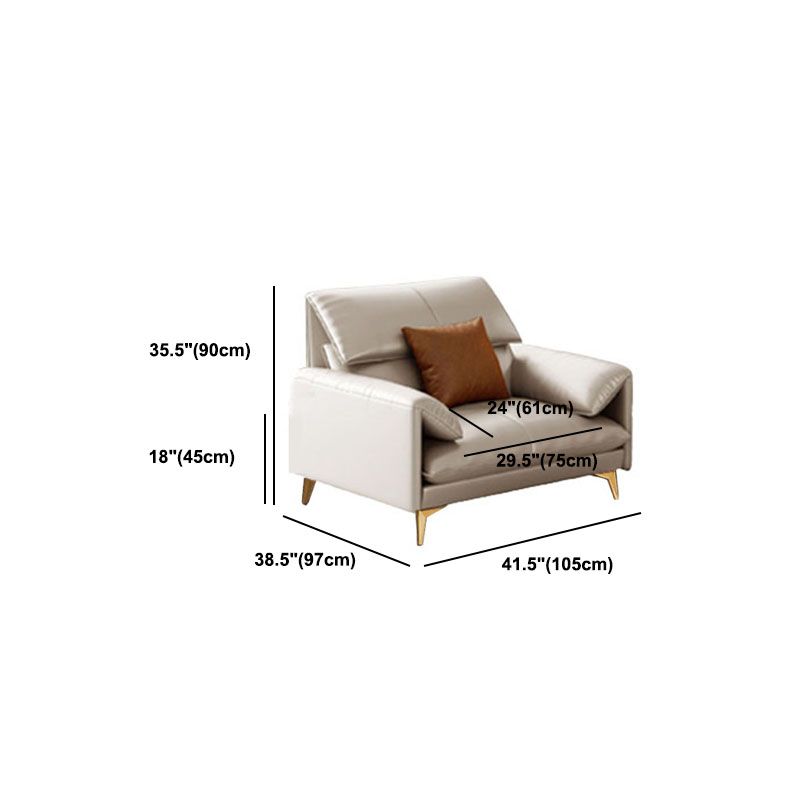 Standard Genuine Leather Contemporary Pillow Top Arm Stain Resistant Sofa Couch