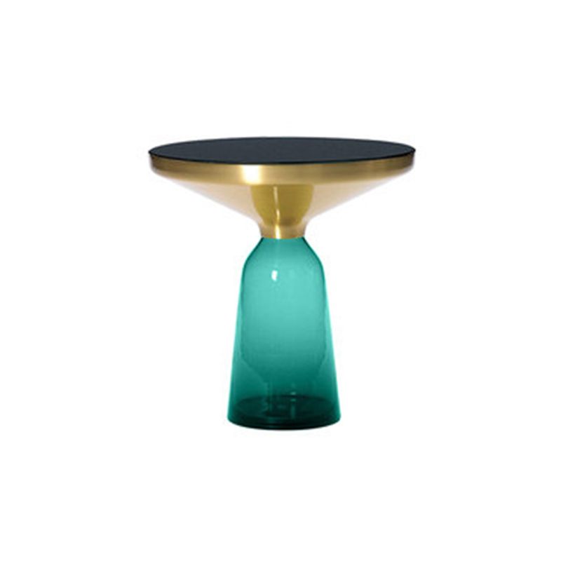 Pedestal 1 Single Coffee Table Metal and Glass Statement Cocktail Table
