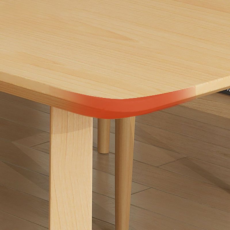 Solid Wood Top Dining Table Traditional Luxury Table with Pine Wood Sled Base