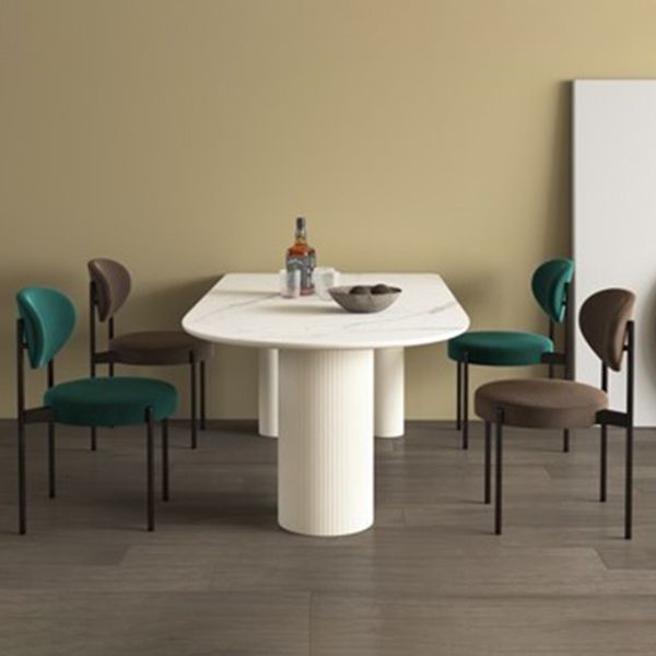 Metal Contemporary Free Form Dining Table Marble Top Table for Dining Room and Kitchen