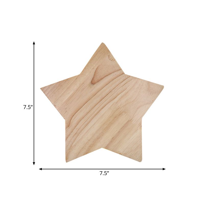 Wood Star Wall Sconce Modern Nordic Sconce Light in Beige for Child Bedroom Hallway