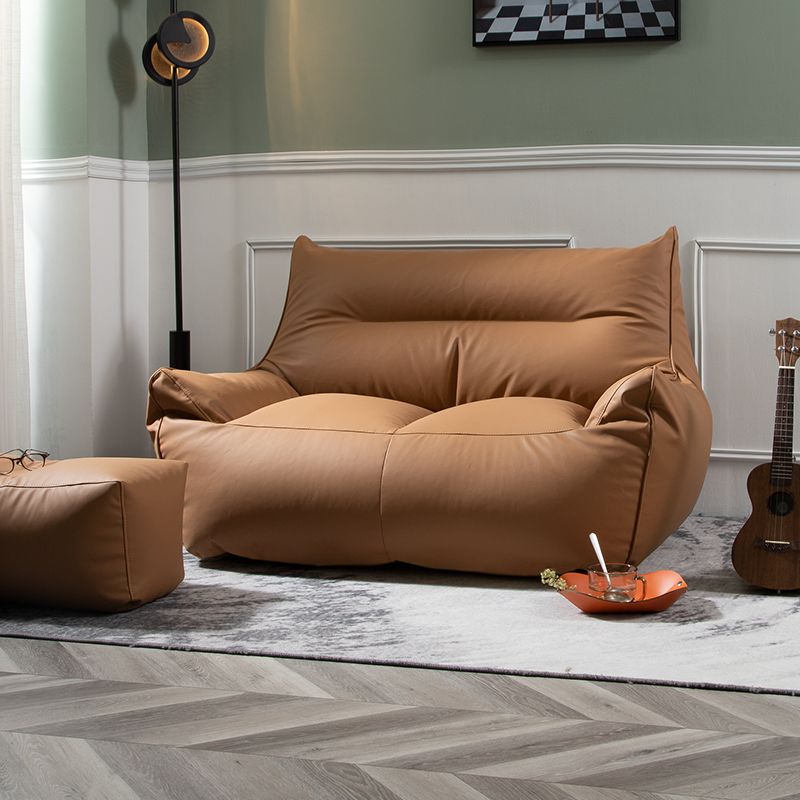 Modern Faux Leather Pillow Top Arm Sofa Sewn Pillow Back Sofa for Apartment