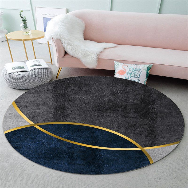 Round Polyester Carpet Trendy Houndstooth Pattern Rug Stain Resistant Area Rug for Living Room