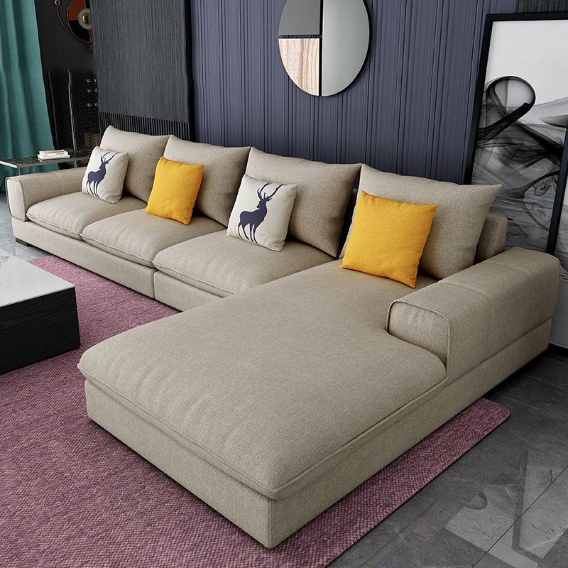 Contemporary L-Shape Sectional with Pillow Back and Recessed Arms for 4 People