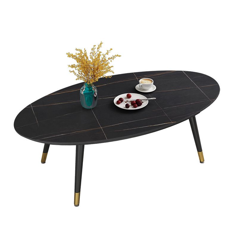18.8" Tall Modern Ironcraft 4 Legs Black/white Slate Top Coffee Table