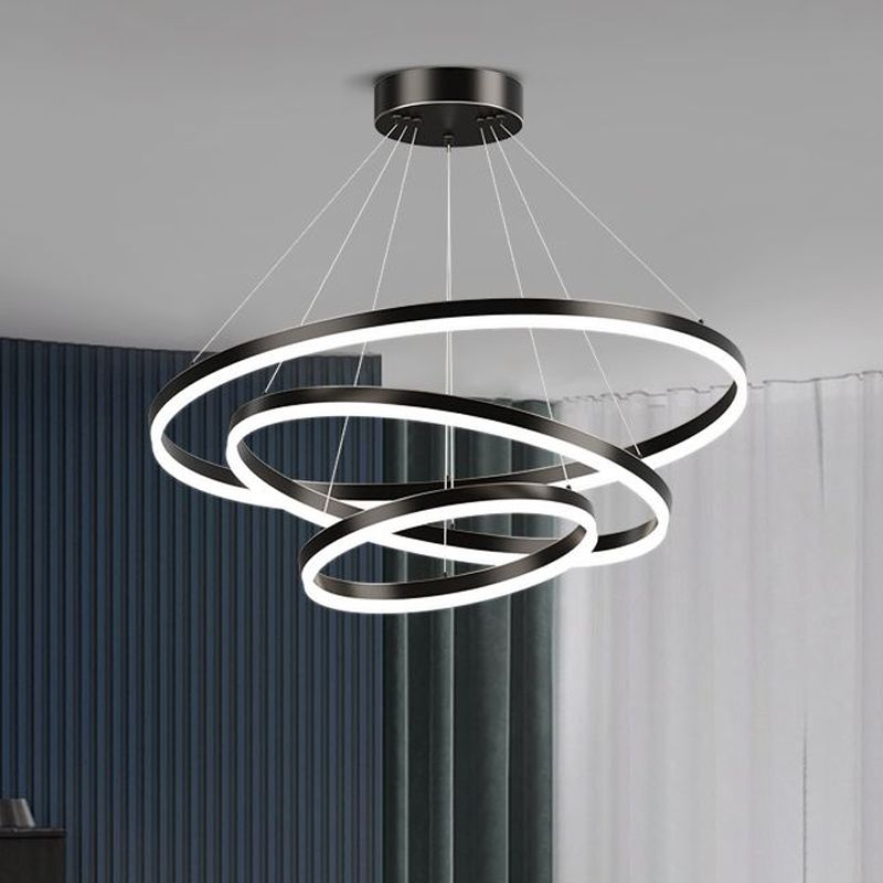 Contemporary Circle Shape Pendant Chandeliers Metal Pendant Lighting in Black