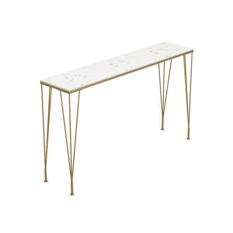 Rectangular Bar Height Table White Faux Marble Top Bistro Pub Table for Indoor
