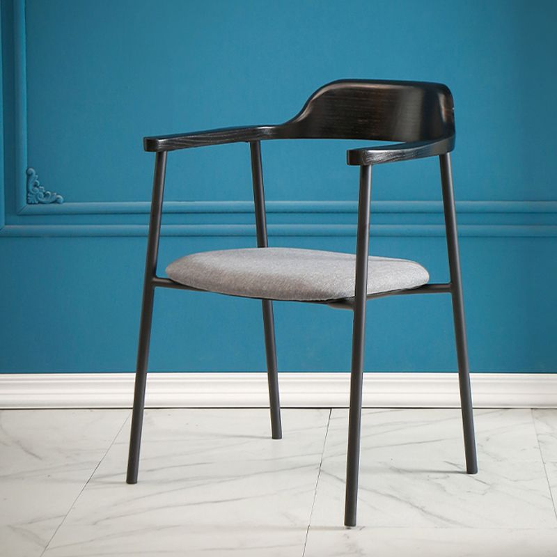 Industrial Indoor-Outdoor Chair Open Back Upholstered Dining Arm Chair