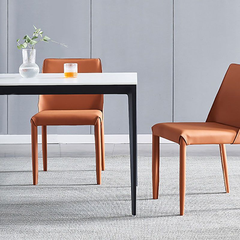 Modern Rectangle Dining Table Sintered Stone Top Table with 4 Black Metal Legs