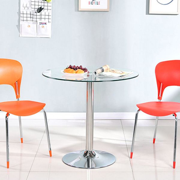 Round GlassTransparent Dining Table Simplicity Pedestal Table for Dining Room