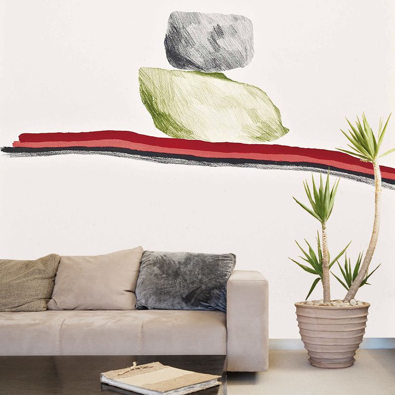 Minimalistic Rocks Nevada Wall Mural in Red-Yellow Washable Wall Art for Living Room