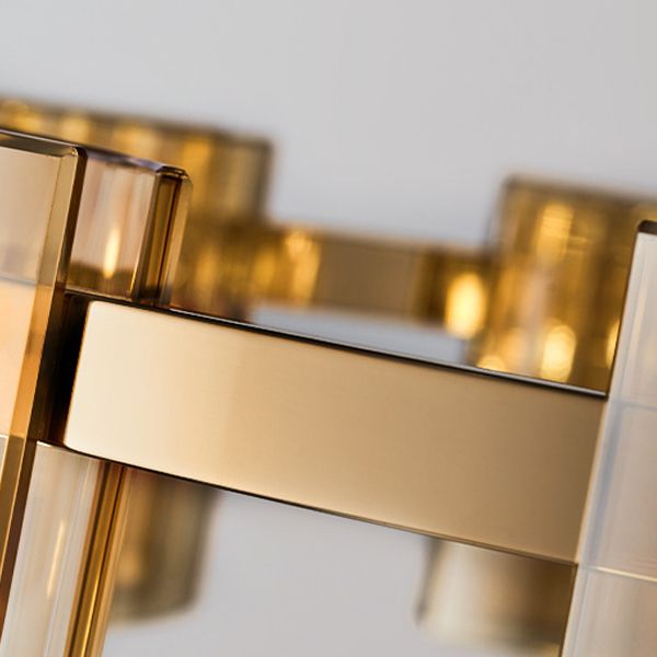 Modern Minimalism Pendant Light Metal Geometric Chandelier with Glass Shade