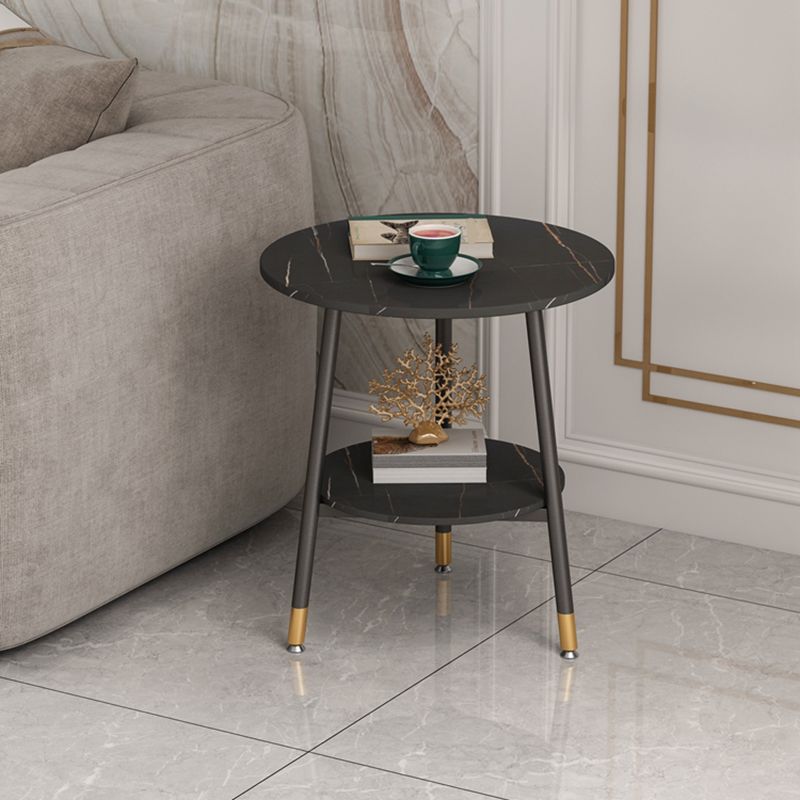 Modern Round Double Tier End Table 21.65" Tall 3 Legs End Table
